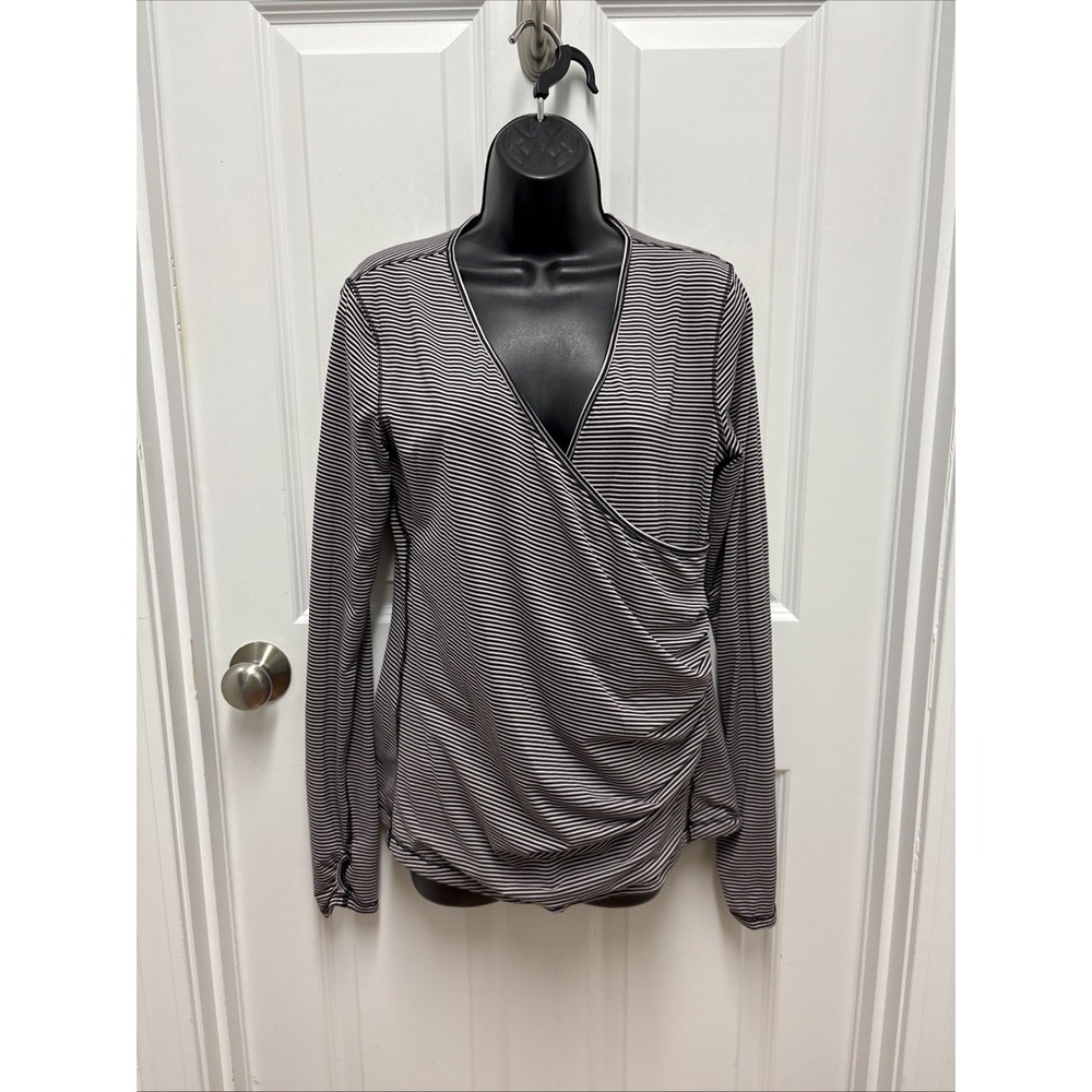 Lululemon Sunset Salutation Long Sleeve Stripe Top Pink Black - Size 8?